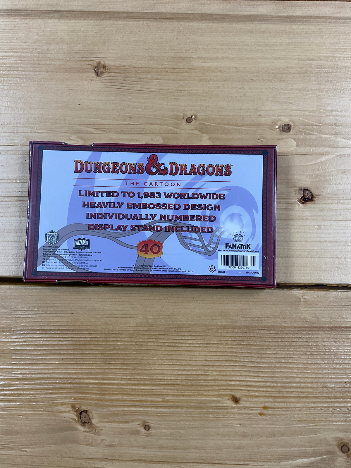 D&d 40Th anniversary métal admission ticket