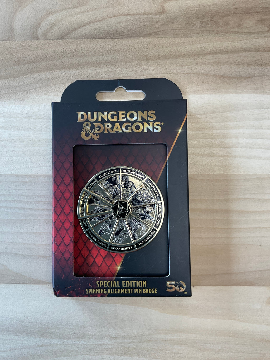 D&d Spinning alignment pin badge