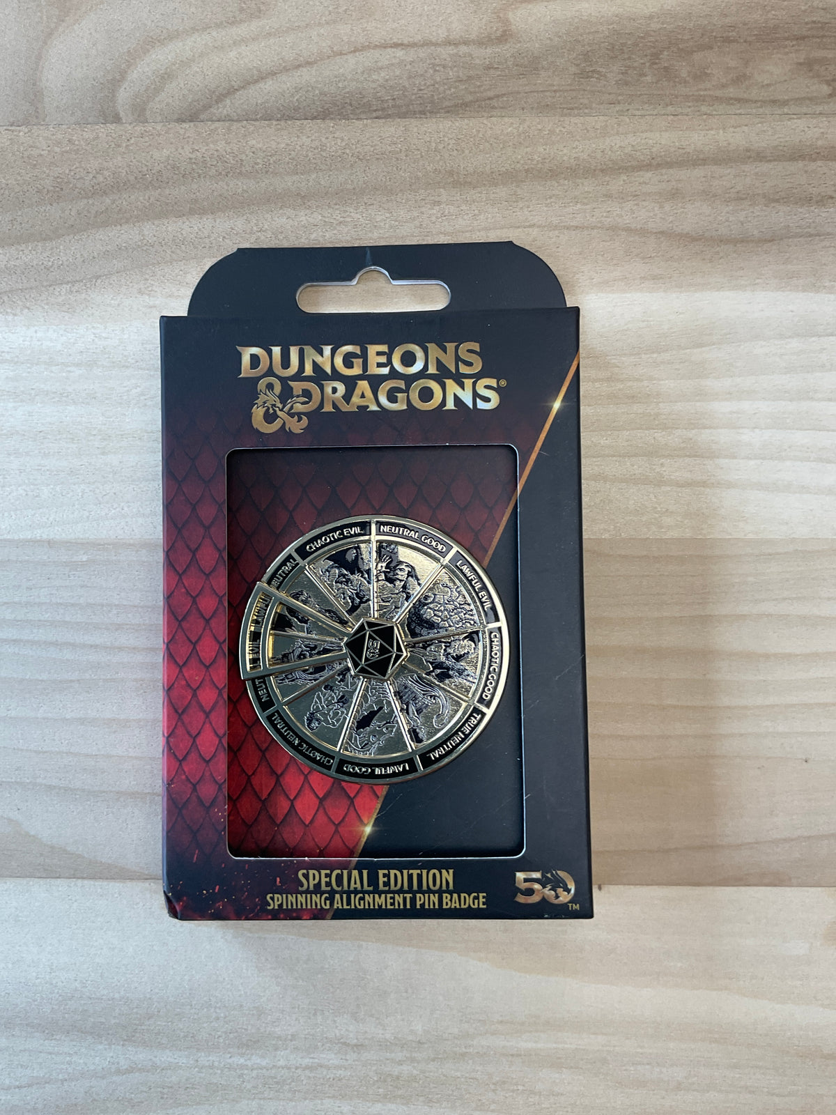 D&d Spinning alignment pin badge