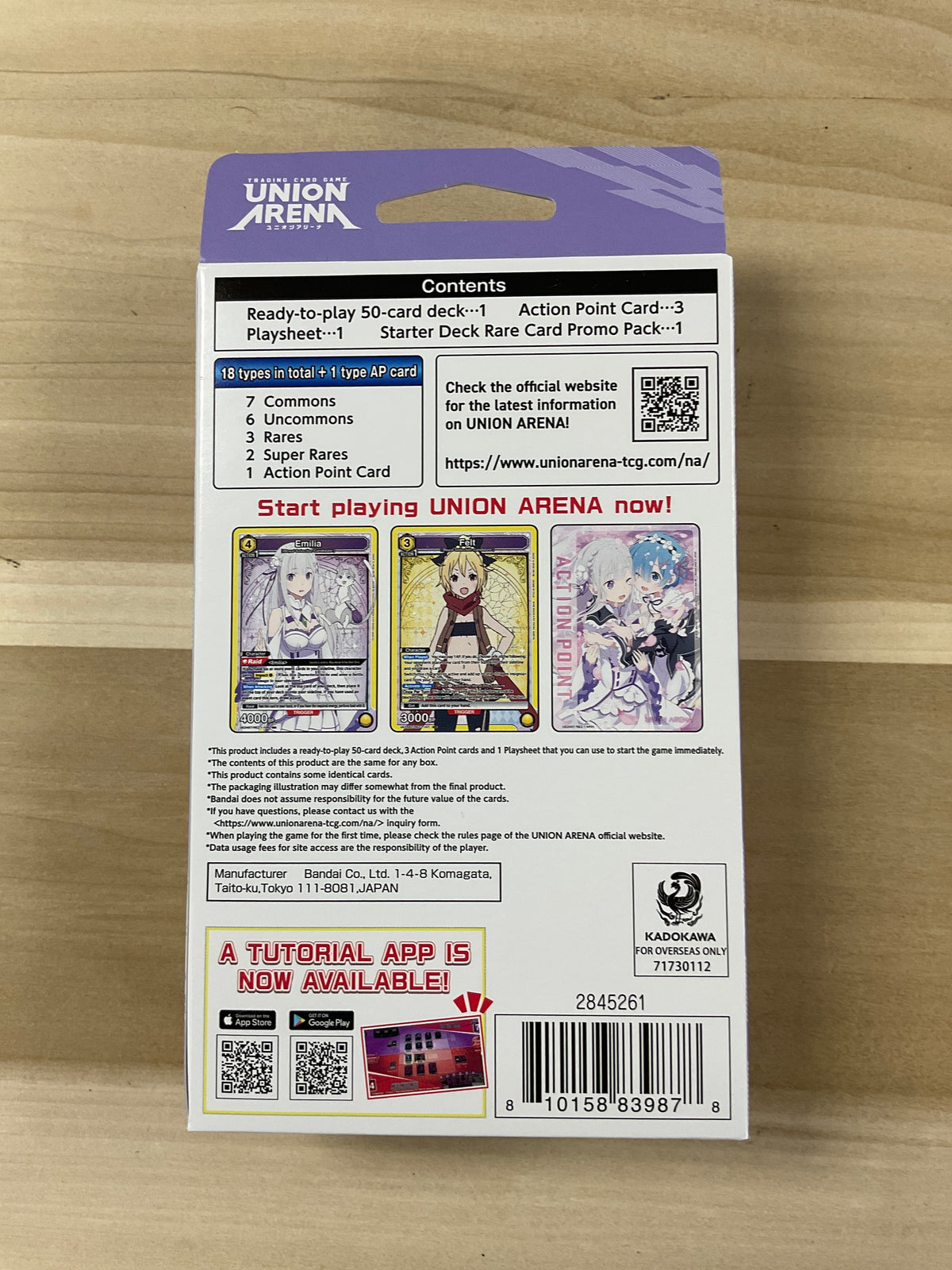 Bandai   Union aréna   Rezero Starter ue24st