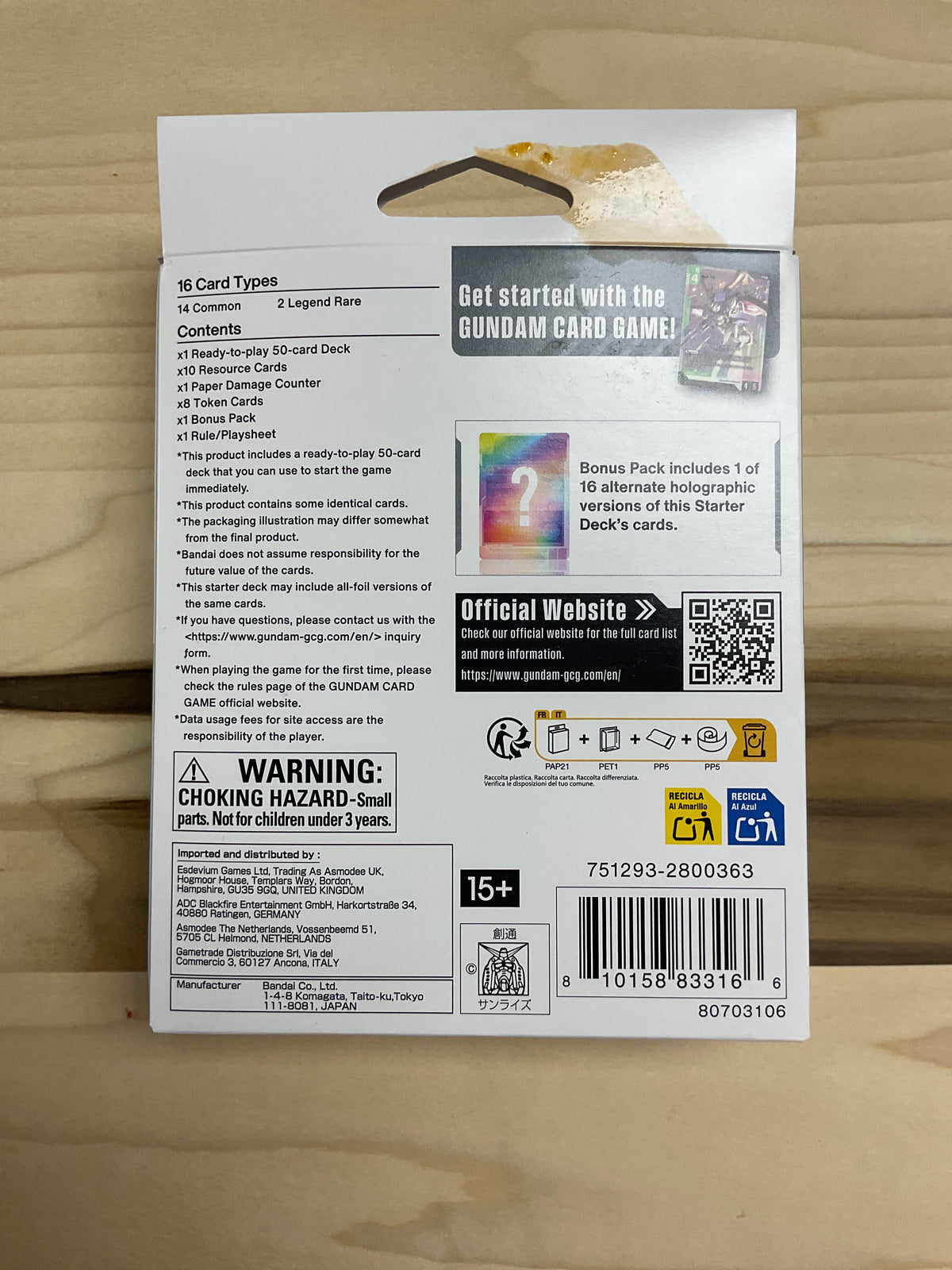 Gundam TCG starter deck st02. Wings of advance